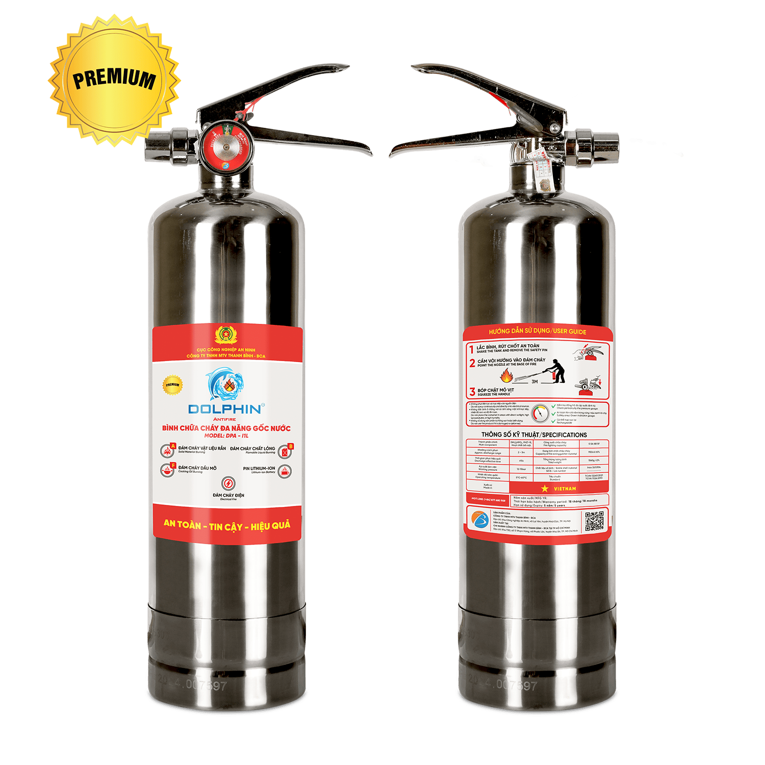 Bình chữa cháy đa năng gốc nước Dolphin - I1L Premium