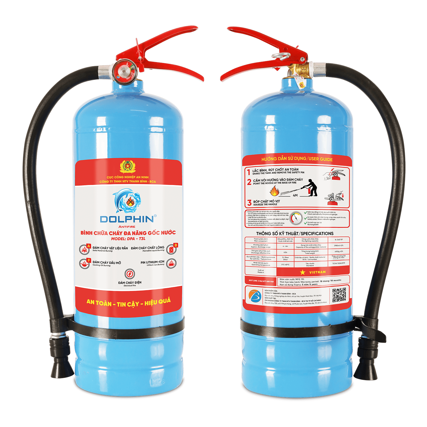 Bình chữa cháy đa năng gốc nước Dolphin - T3L