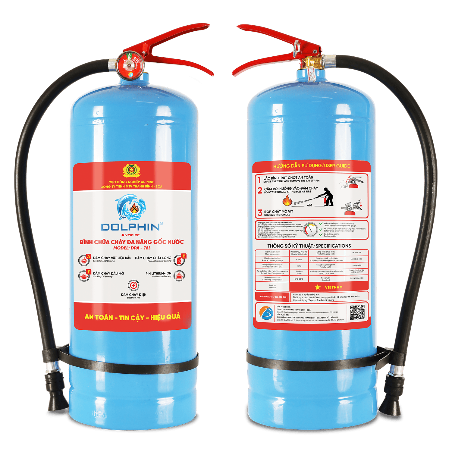 Bình chữa cháy đa năng gốc nước Dolphin - T6L